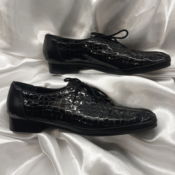 Amalfi by Rangoni Black Patent Leather Reptile Dress Shoes SIZE 8.5 - Picture 3 of 7